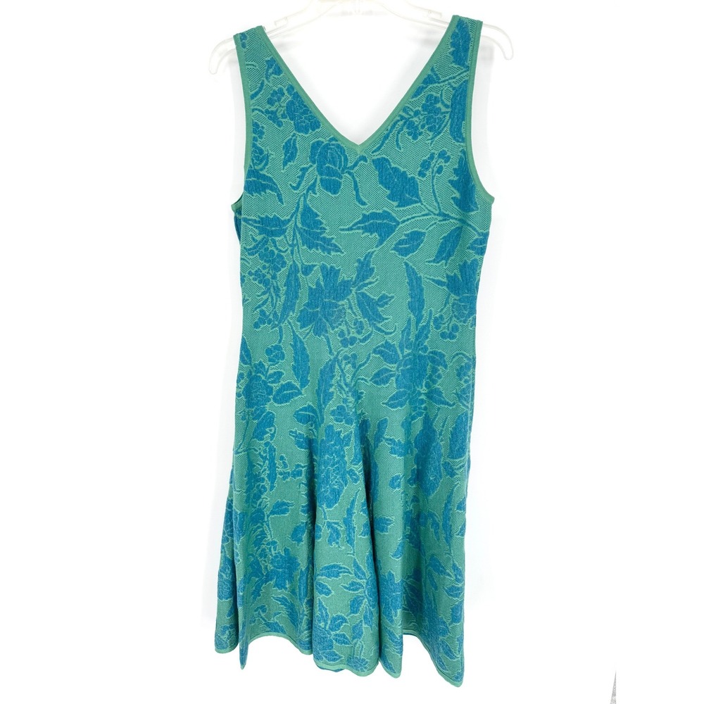 Peruvian Connection Pima Cotton Le Midi Dress Floral Sleeveless Mint/Teal Size M - Picture 1 of 7